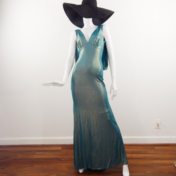 Low back Mermaid Tail- maxi dress Aqua - Picture 9 of 13